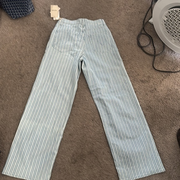 MOTHER Blue and White Flare Jeans with Pinstripe Pattern - Picture 6 of 6